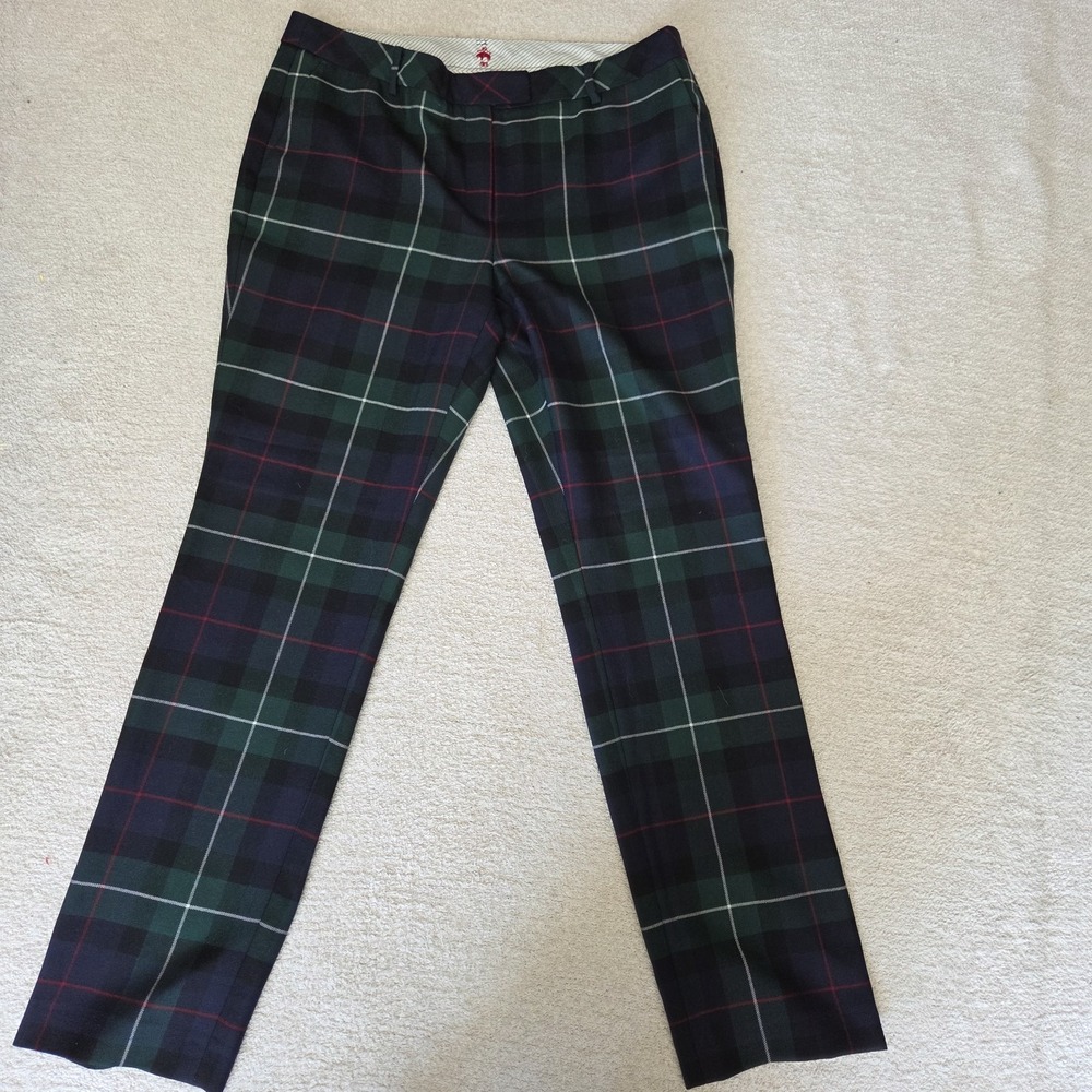Brooks Brothers Red Fleece Women Blue Green Plaid Pants Sz 12 Academia Old Money